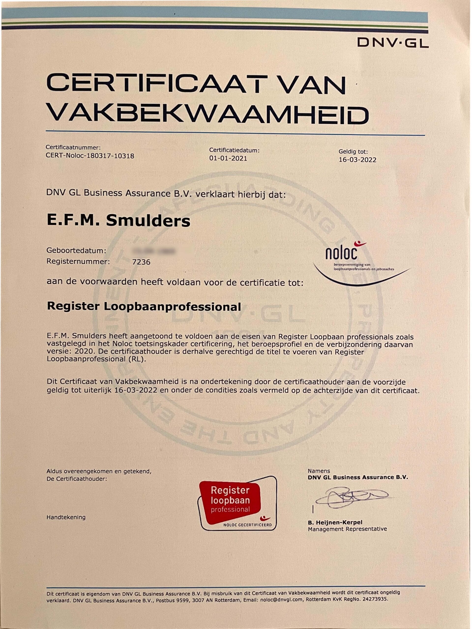 Certificaat weer behaald